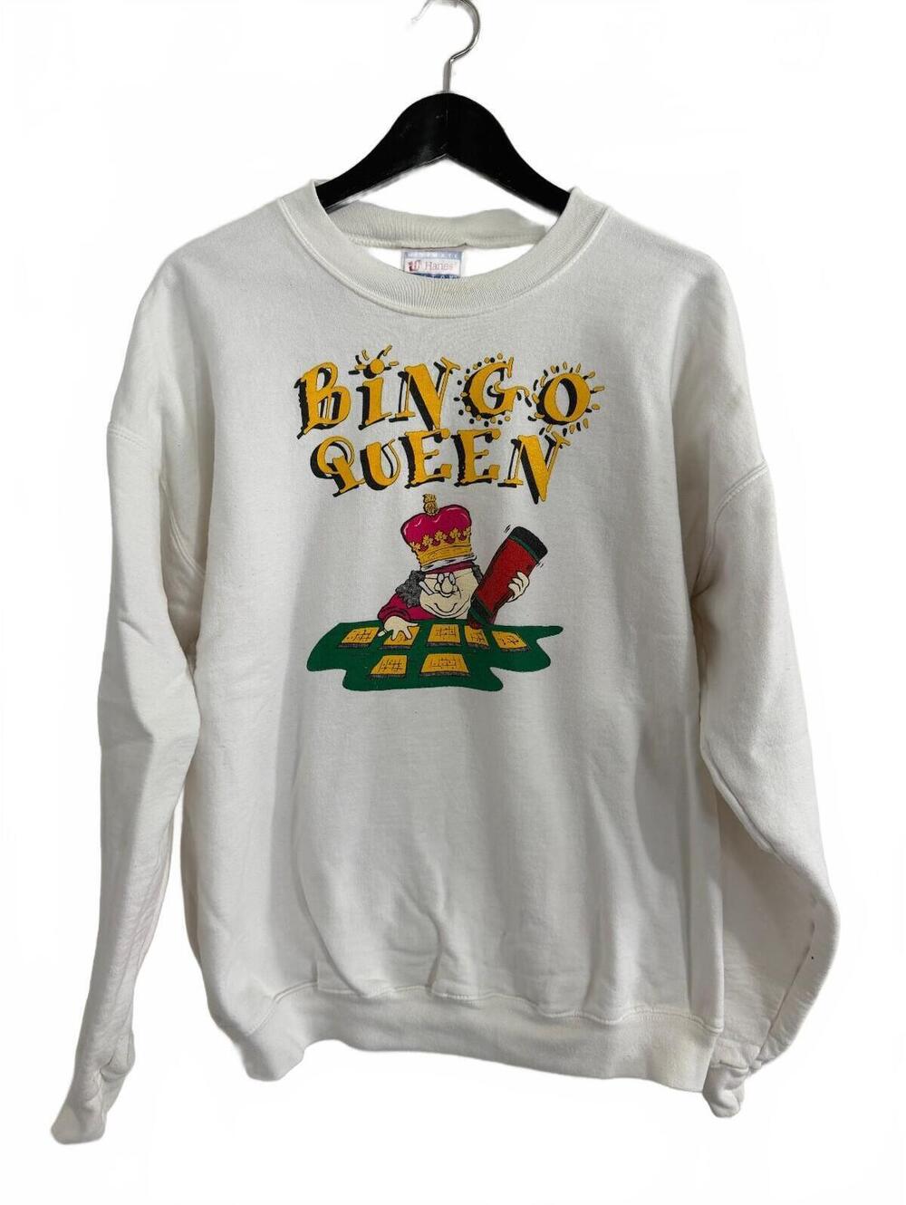 Vintage Bingo Queen Crewneck Sweatshirt Size Large